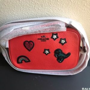 Coach Souvenir Embroidery Leather Crossbody Clutch